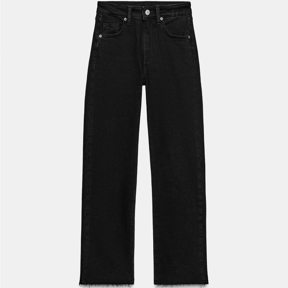 Zara Cropped Flare Black Jeans